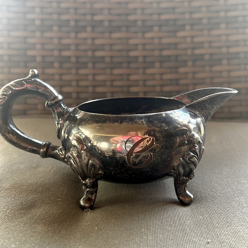 Vintage Silver On Copper Creamer